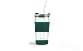 Vialli Design Kubek termiczny szklany ze słomką 600 ml - FUORI Zielony (30398)