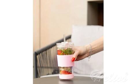 Vialli Design Kubek termiczny szklany ze słomką 600 ml - FUORI Różowy (30411)  - zdjęcie duże 4