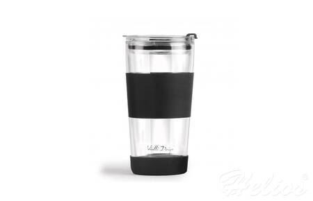 Vialli Design Kubek termiczny szklany ze słomką 600 ml - FUORI Czarny (30374)  - zdjęcie duże 2