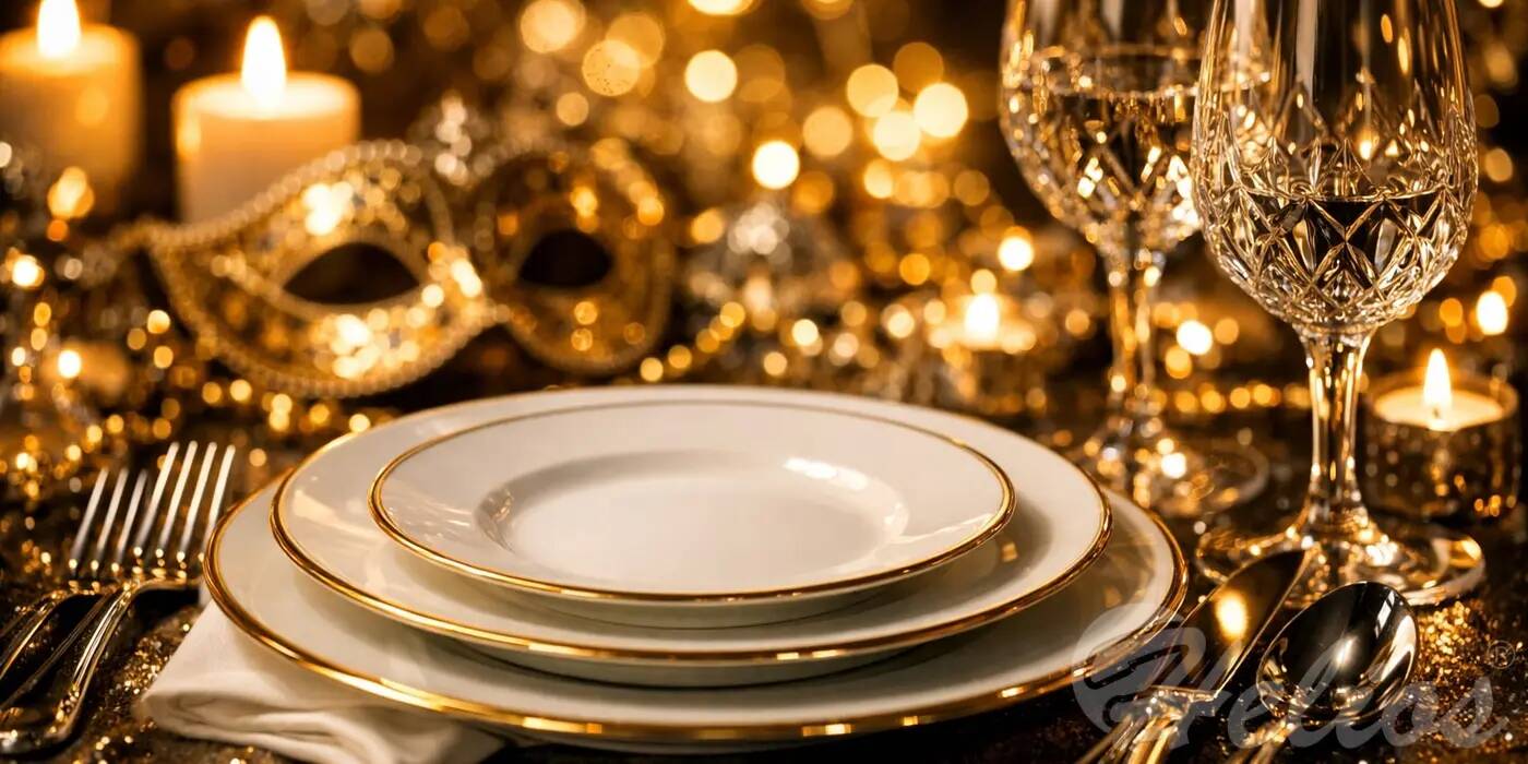 Wykwintna aranżacja stołu na karnawał