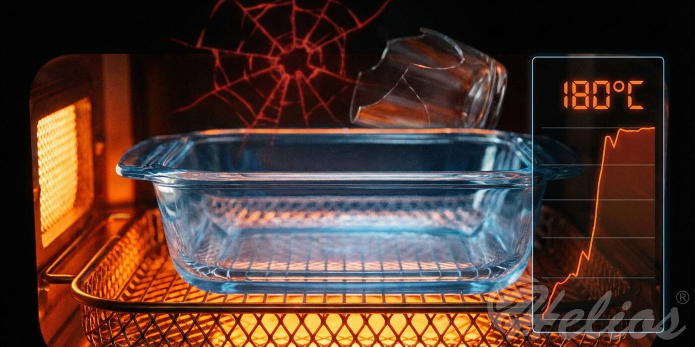 Pęknięte szklane naczynie w Air Fryerze przy 180°C. Ostrzeżenie przed użyciem niewłaściwego szkła w frytkownicy beztłuszczowej