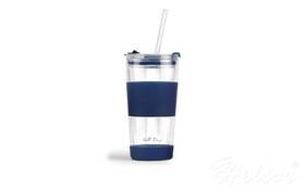 Vialli Design Kubek termiczny szklany ze słomką 600 ml - FUORI Granatowy (30381)