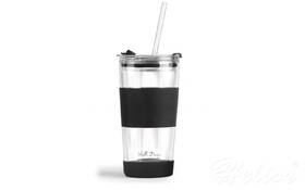 Vialli Design Kubek termiczny szklany ze słomką 600 ml - FUORI Czarny (30374)