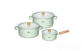 Gerlach Komplet garnków 6 elementów - Natur Enamel / pastelowo zielony