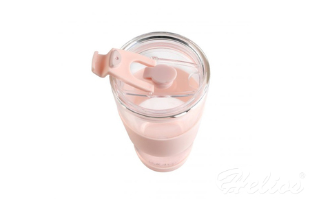 Vialli Design Kubek termiczny szklany ze słomką 600 ml - FUORI Różowy (30411)  - zdjęcie duże 2