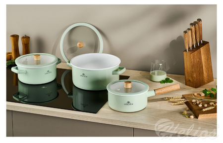Garnek 20 cm - NATUR Enamel / pastelowo zielony