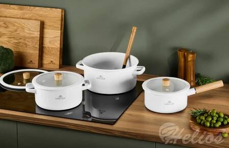 Garnek z pokrywką 24 cm - Natur Enamel / biały