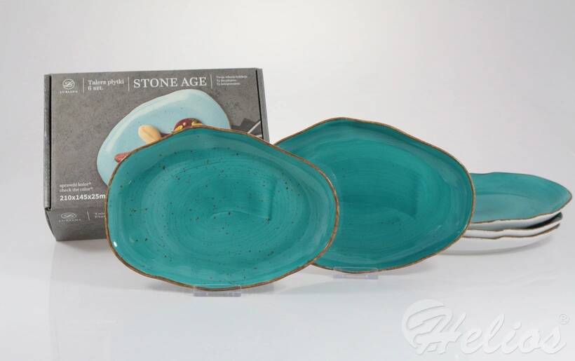 Zestaw talerzy płytkich 21 cm / 6 szt. - STONE AGE / 6630L Morski
