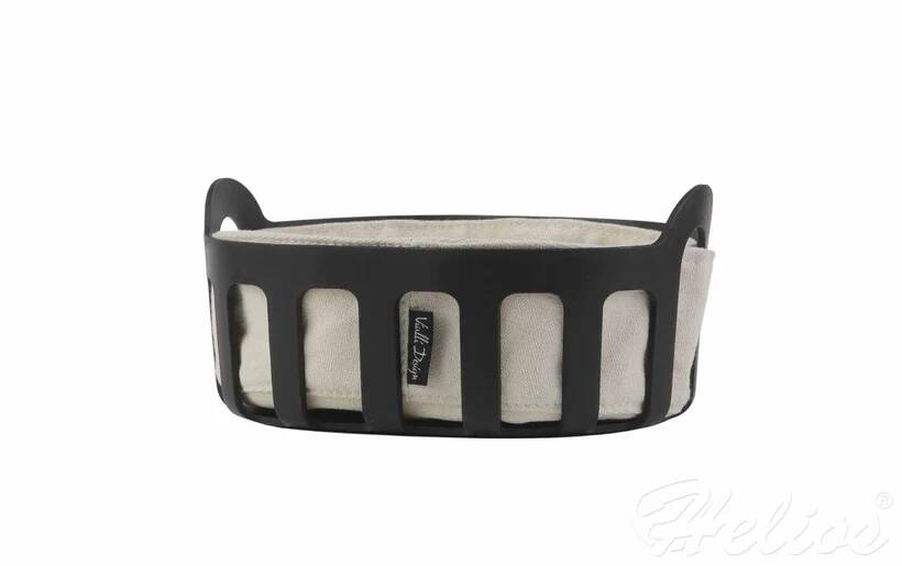 Kosz na pieczywo z bawełnianym wkładem 24 cm - Czarny (29873)