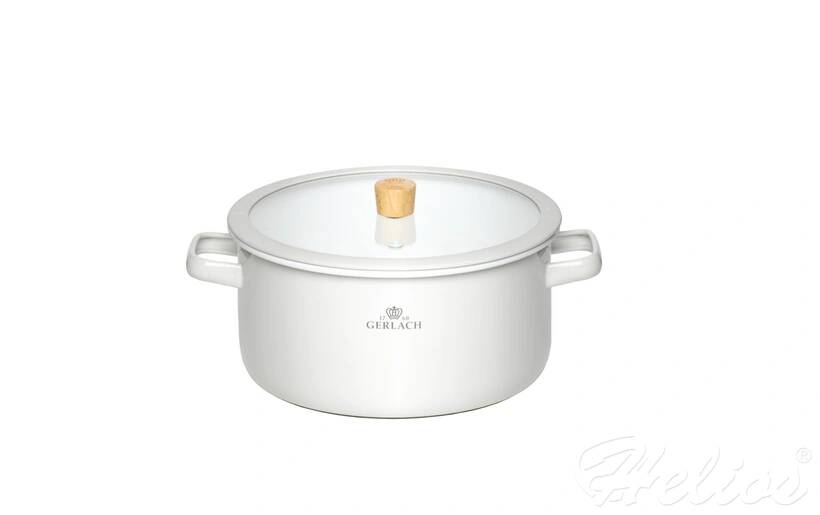 Garnek z pokrywką 24 cm - Natur Enamel / biały