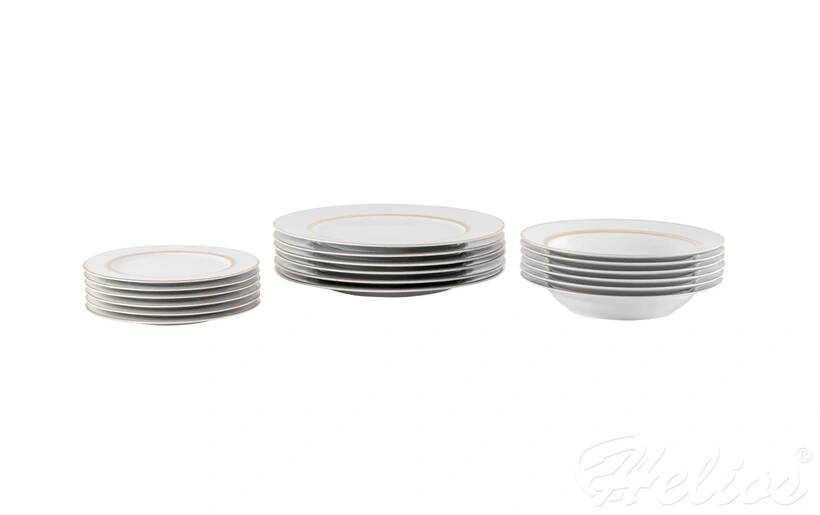 Zestaw talerzy dla 6 os./ 18 części - G667 MARGARET Złote Paski