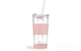 Vialli Design Kubek termiczny szklany ze słomką 600 ml - FUORI Różowy (30411)