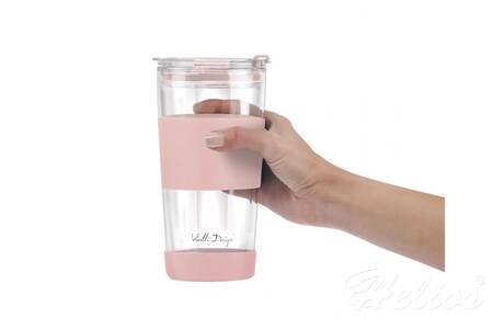 Vialli Design Kubek termiczny szklany ze słomką 600 ml - FUORI Różowy (30411)  - zdjęcie duże 1