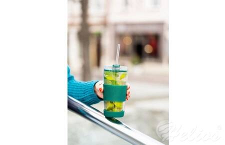 Vialli Design Kubek termiczny szklany ze słomką 600 ml - FUORI Zielony (30398)  - zdjęcie duże 4
