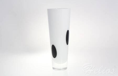 Krosno Glass S.A. Handmade / Wazon 34 cm - BIAŁY z czarną plamą (9173)  - zdjęcie duże 2