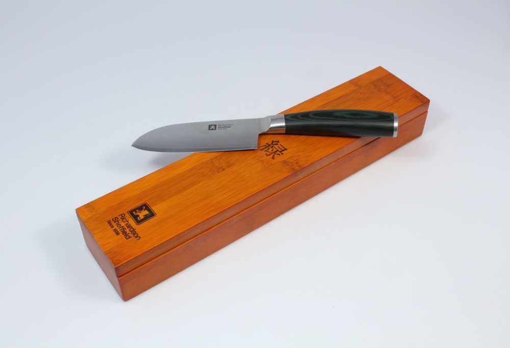 Helios szkło: Nóż Santoku 12,5 cm - MIDORI (stal damasceńska)