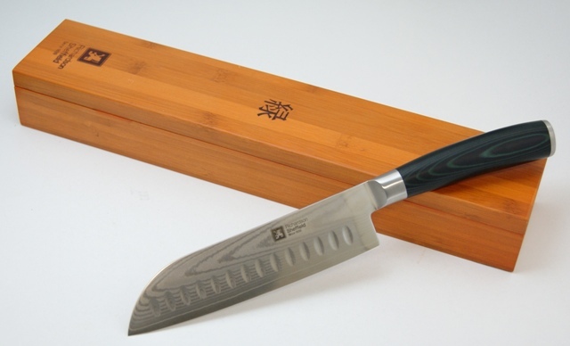 Helios szkło: Nóż Santoku 17,5 cm - MIDORI (stal damasceńska)