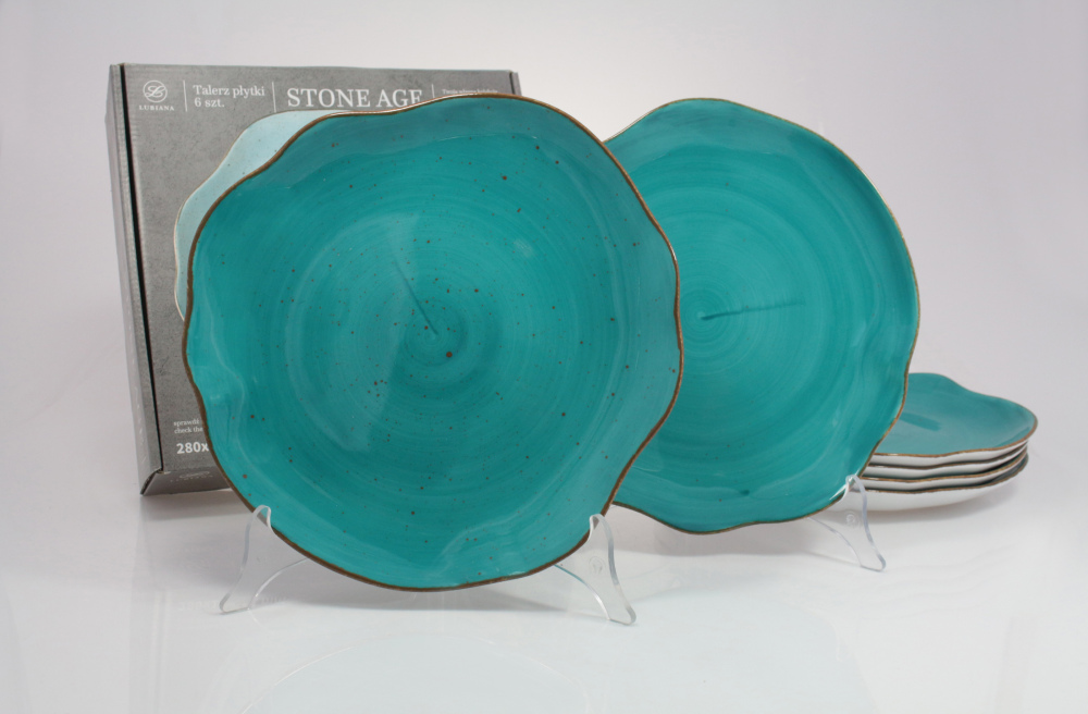 Helios szkło: Zestaw talerzy płytkich 28 cm / 2 szt. - STONE AGE / Morski
