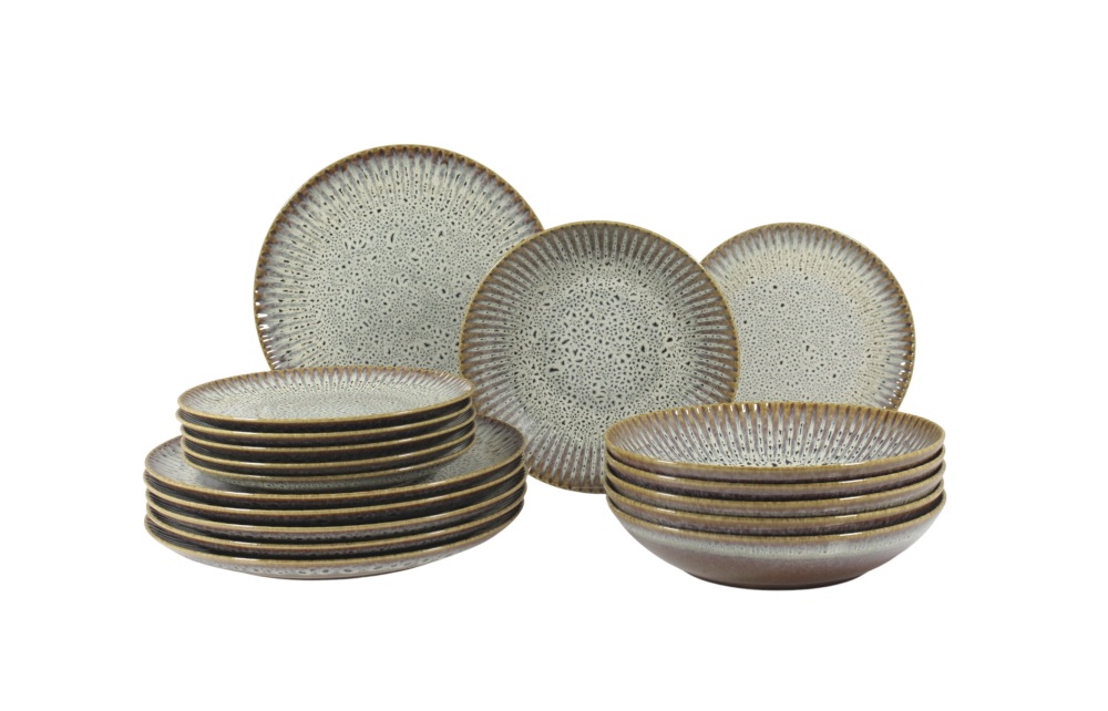 Helios szkło: Zestaw talerzy dla 6 os. / 18 części - STONEWARE S009T Meteor