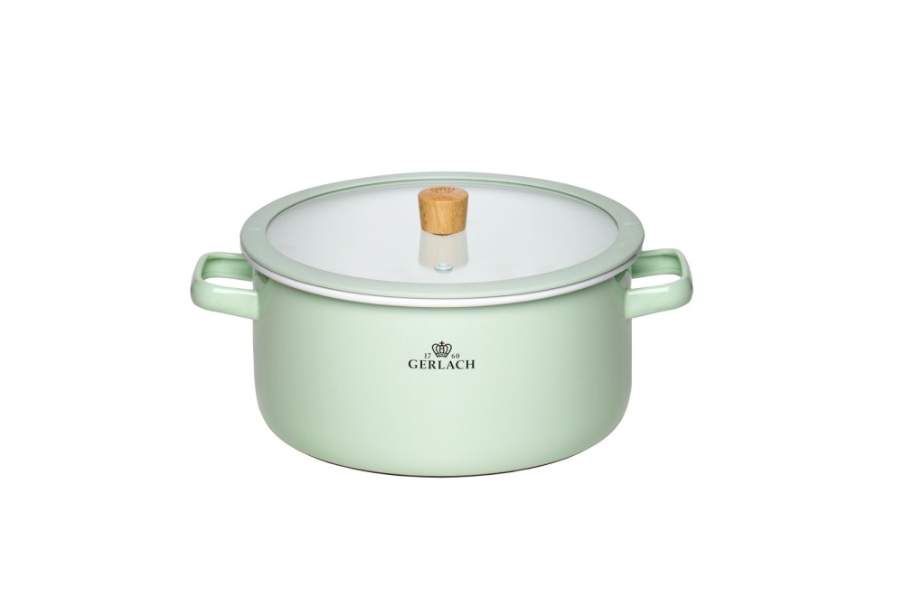 Helios szkło: Garnek 24 cm - NATUR Enamel / pastelowo zielony