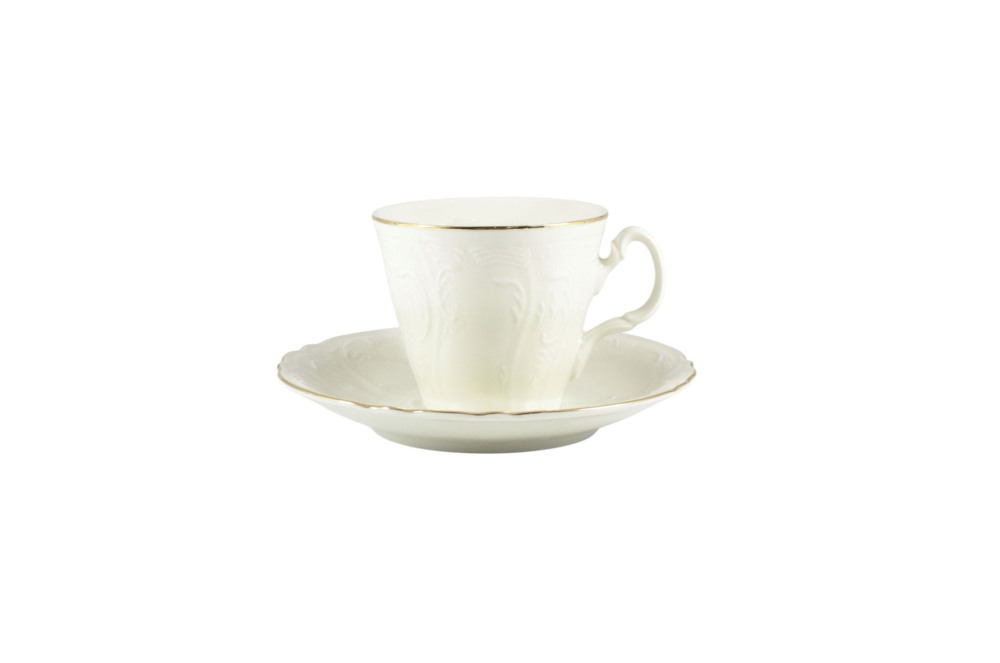 Helios szkło: Filiżanka 240 ml ze spodkiem - Bernadotte Ivory Gold (383652)