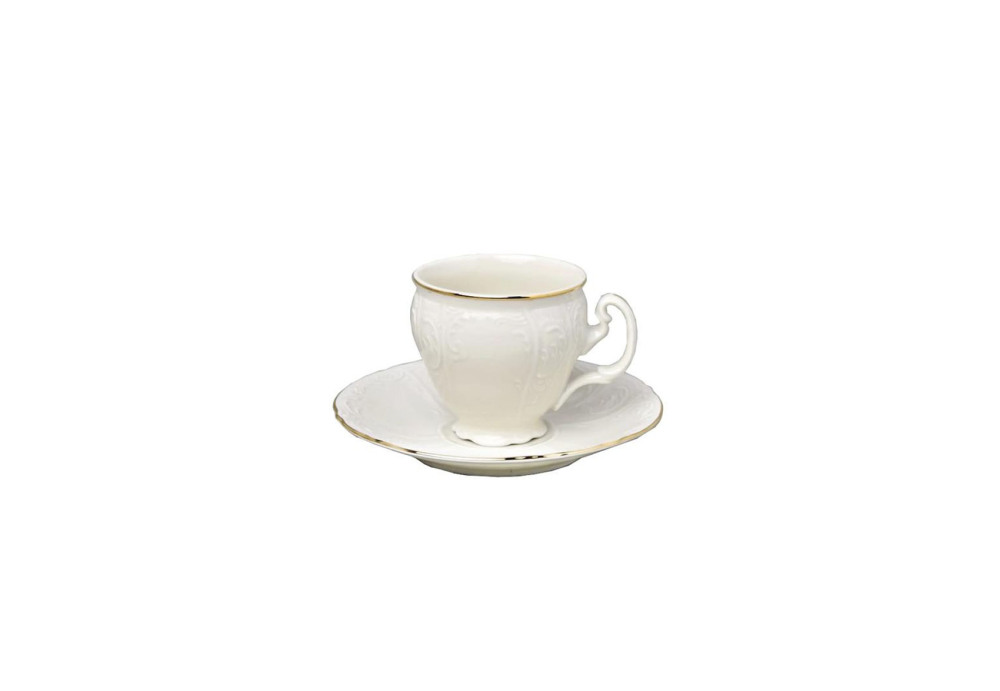 Helios szkło: Filiżanka 90 ml ze spodkiem - Bernadotte Ivory Gold (406831)