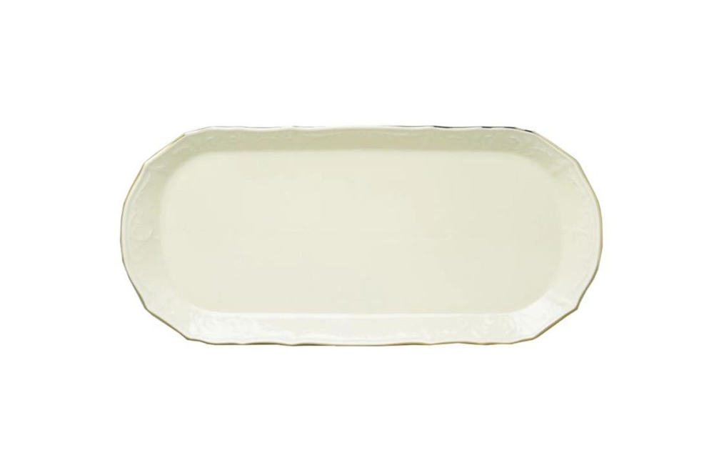 Helios szkło: Taca prostokątna 37 cm - Bernadotte Ivory Gold (070698)