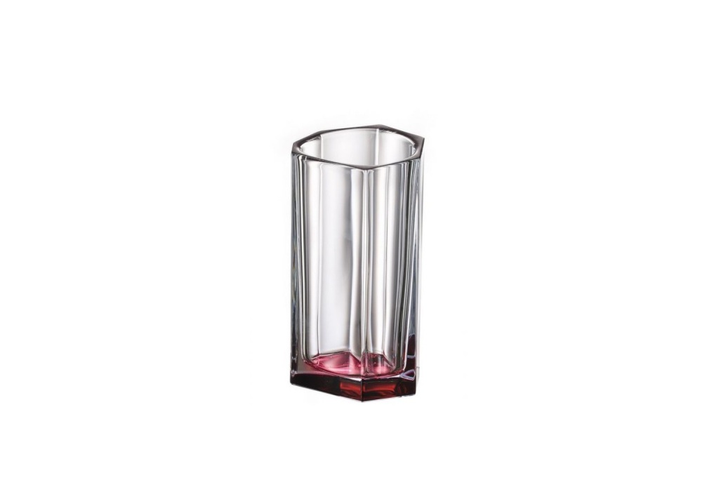 Helios szkło: Wazon kryształowy 25 cm - Bazalt Pink bottom (127051)