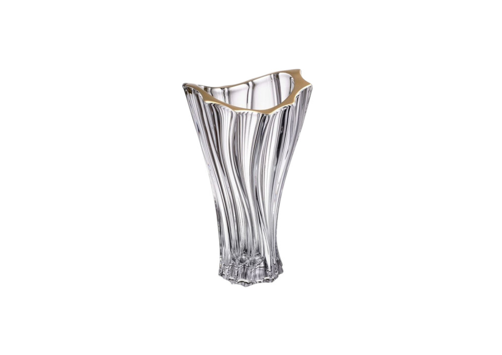 Helios szkło: Wazon kryształowy 32 cm - PLANTICA Gold Rim (524592)
