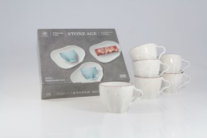 Helios szkło: Zestaw filiżanek 250 ml / 6 szt. - STONE AGE / Beżowy