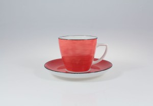 Helios szkło: Filiżanka 350 ml ze spodkiem - 6591H Beata, Dorota (coral)