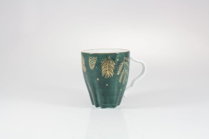 Helios szkło: Kubek 350 ml - 0352 STONE AGE zielony + Talerz deserowy 21 cm - 0352 STONE AGE Święta