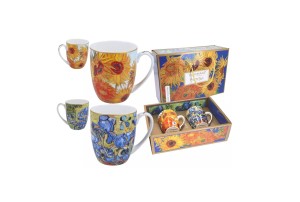 Helios szkło: Kubki 400 ml - 2 szt. - V. van Gogh / Słoneczniki i Irysy (830-7220)