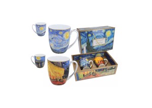 Helios szkło: Kubki 400 ml - 2 szt. - V. van Gogh / Taras kawiarni nocą i Gwiaździsta noc (830-7219)