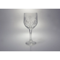 Kieliszek goblet 240g marki Zawiercie model MONICA ZA890-IA247. Przezroczyste szkło kryształowe z precyzyjnym szlifem w gwiazdy i promienie na czaszy oraz