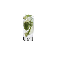 Szklanka long drink 300 ml Lagrima marki Krosno Glass S.A. wypełniona orzeźwiającym koktajlem z lodem, limonką i miętą, prezentująca przejrzyste szkło w ujęciu