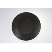 Deska obrotowa Helios o średnicy 45 cm w kolorze ciemnego brązu. Okrągły, drewniany produkt z widoczną strukturą słojów, ujęty z góry na jasnym tle.