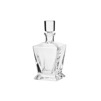 Szklana karafka Caro marki Krosno Glass o pojemności 750 ml. Przezroczyste naczynie o geometrycznym, rozszerzającym się ku górze kształcie z dopasowanym