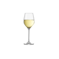 Kieliszek do wina białego Splendour marki Krosno Glass o pojemności 340 ml. Smukłe, przezroczyste szkło z wypełnioną czaszą na tle białej izolacji.