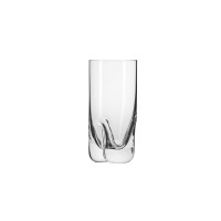 Szklanka Mixology 300 ml marki Krosno Glass o nowoczesnym designie. Przezroczyste szkło z charakterystycznym, artystycznie wyprofilowanym dnem na białym tle.