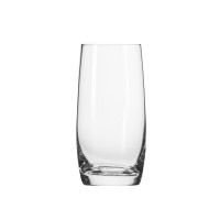 Wysoka szklanka Blended marki Krosno Glass o pojemności 350 ml. Przezroczyste naczynie o smukłym, lekko zaokrąglonym kształcie i grubym dnie, widok na wprost.