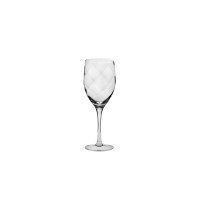 Kieliszek do wina Romance marki Krosno Glass o pojemności 270 ml. Przezroczyste szkło z charakterystycznym, geometrycznym wzorem w romby na czaszy, na smukłej