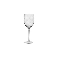 Kieliszek do wina czerwonego Romance marki Krosno Glass o pojemności 320 ml. Przezroczyste szkło z eleganckim, geometrycznym wzorem w romby na czaszy.