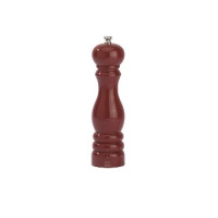 Czerwony młynek do soli Peugeot Paris o wysokości 22 cm. Klasyczny, drewniany design z błyszczącym wykończeniem i metalowym pokrętłem na szczycie. Widok