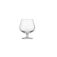 Pękaty kieliszek do koniaku Balance o pojemności 510 ml marki Krosno Glass. Przezroczyste szkło o klasycznym kształcie na krótkiej nóżce, widok na wprost.