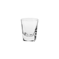 Szklanka do whisky Caro marki Krosno o pojemności 280 ml. Przezroczyste szkło o geometrycznym kształcie z wyraźnym, grubym dnem i subtelnym logo Krosno u