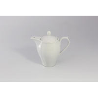 Biały porcelanowy imbryk Maria marki Lubiana o pojemności 400 ml. Eleganckie naczynie z profilowaną pokrywką, widoczne z profilu na jasnym tle.