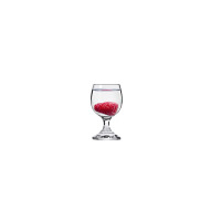 Kieliszek do szampana Pure marki Krosno Glass o pojemności 190 ml z przejrzystego szkła, wewnątrz którego zanurzona jest świeża malina na białym tle.