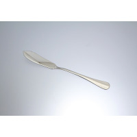 Srebrny nóż do ryb Amefa 8440 Baguette o klasycznym, eleganckim kształcie. Wykonany z polerowanej stali nierdzewnej, widoczny w ujęciu z profilu na jasnym tle.