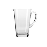 Szklany dzbanek Avant-garde o pojemności 1 l marki Krosno Glass S.A. o minimalistycznym, przezroczystym designie z wygodnym uchem, ukazany na białym tle.